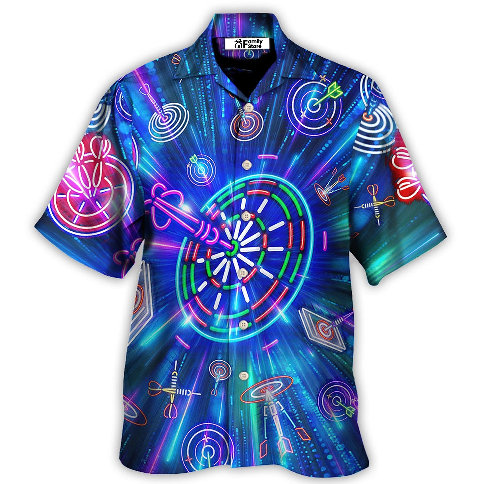 Darts Neon Sign Bright Royal - Hawaiian Shirt For Men