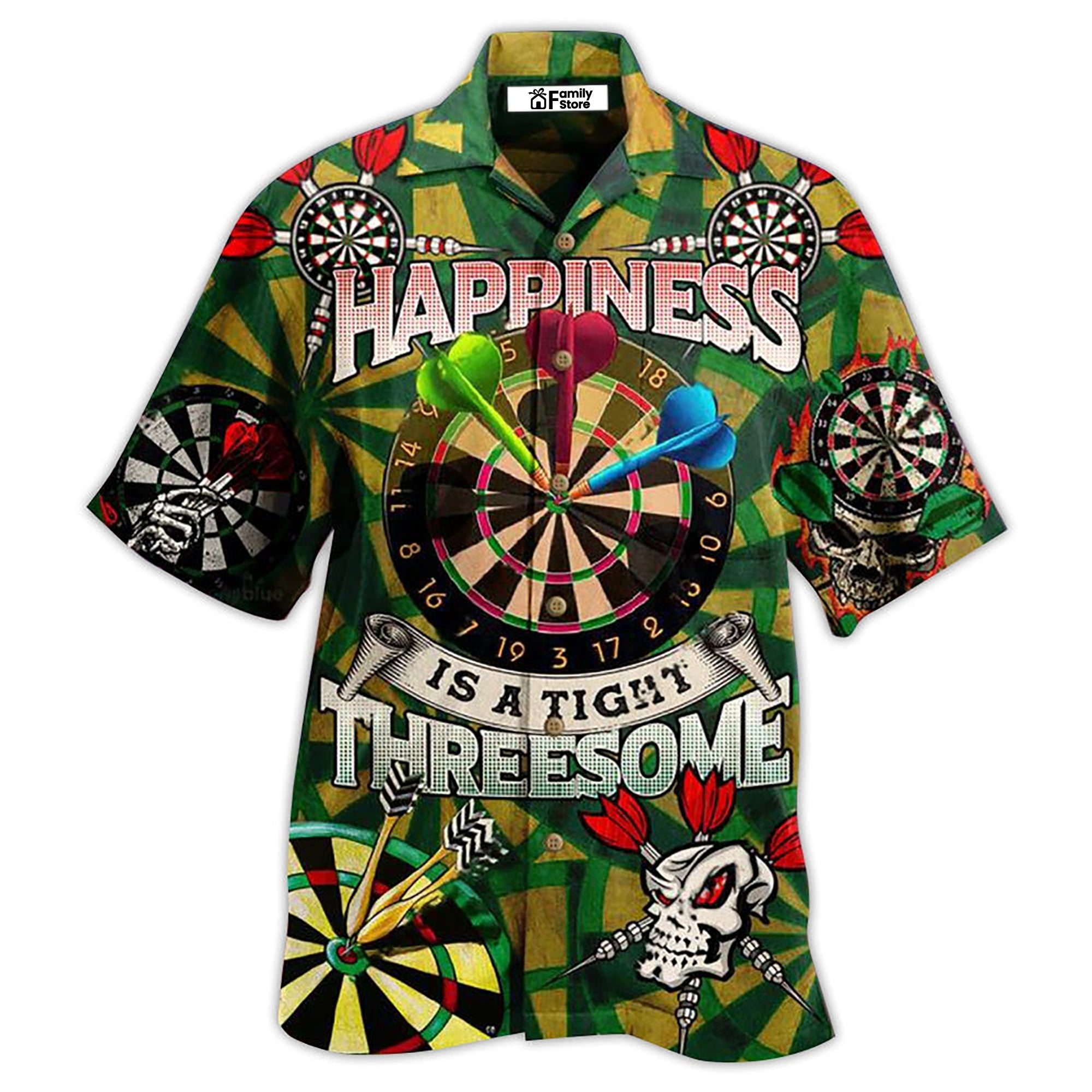 Darts Happiness Is A Tight Threesome Green Vintage - Hawaiian Shirt