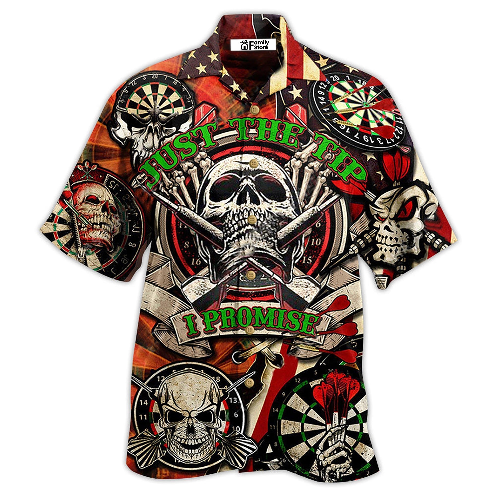 Darts Just The Tip I Promise Skull - Hawaiian Shirt