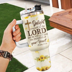 Delight Yourself In The Lord | Personalized Stainless Steel Tumbler