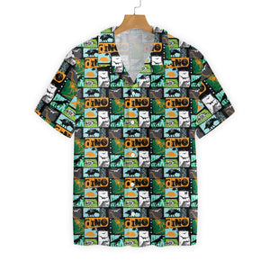 Dinosaur Collage Art Hawaiian Shirt