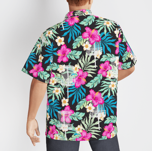 Disc Golf Hibiscus Tropical Aloha Hawaiian Shirts For Men, Women