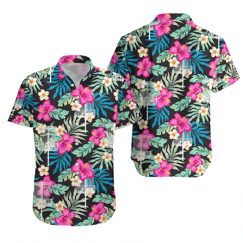 Disc Golf Hibiscus Tropical Aloha Hawaiian Shirts For Men, Women