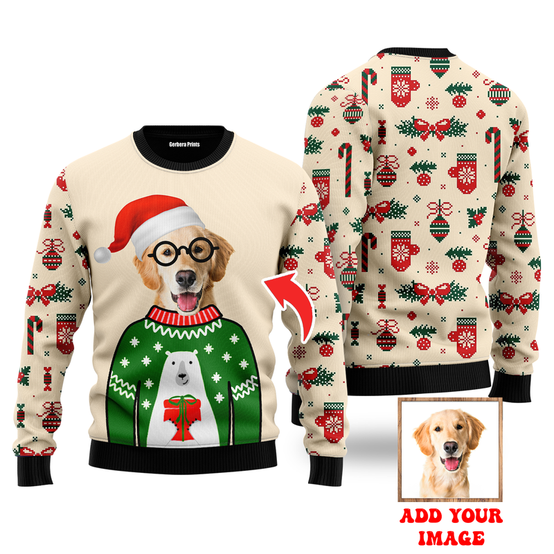 Photo Inserted Dog Christmas Sweaters For Men & Women