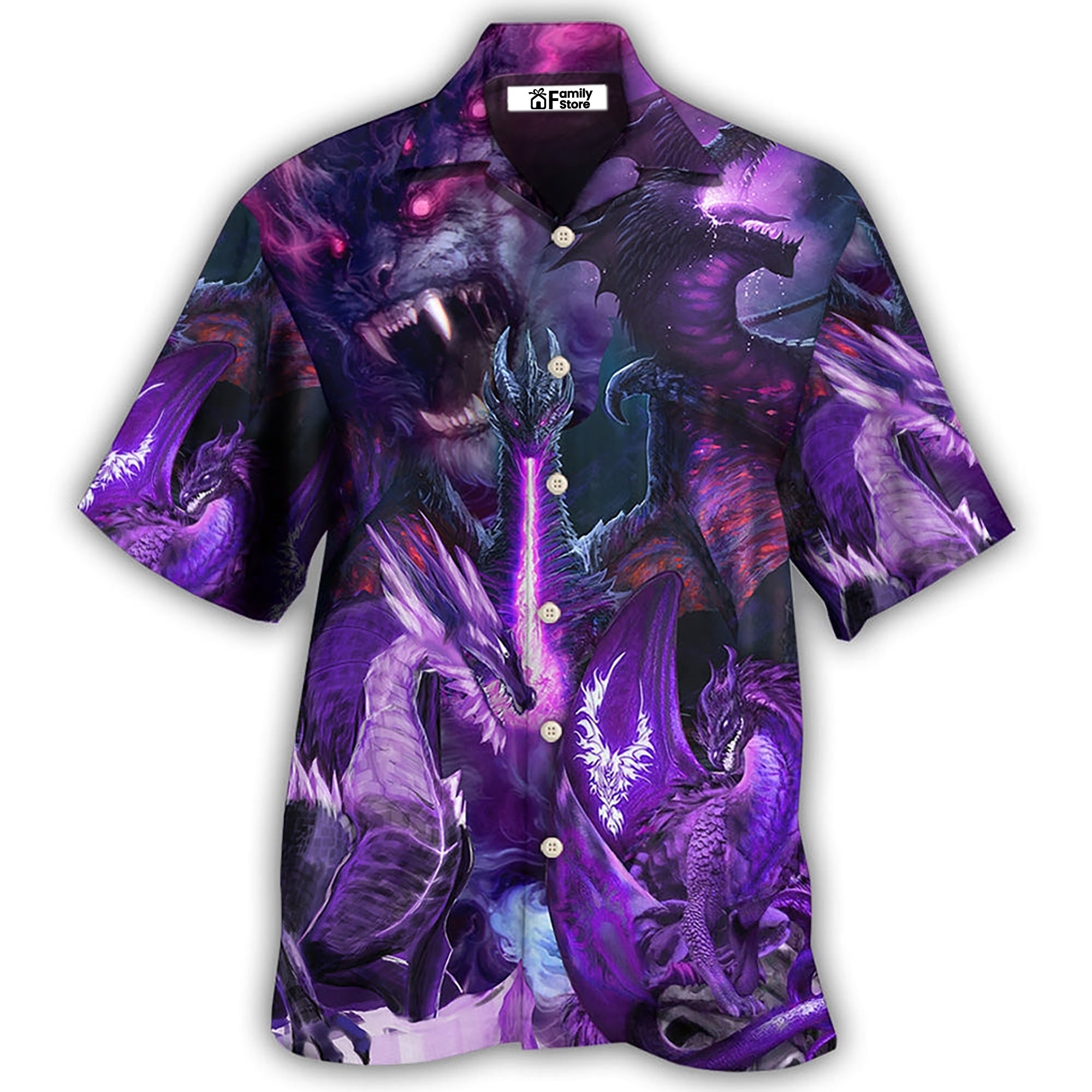 Dragon Dark Purple Lightning Art Style - Hawaiian Shirt