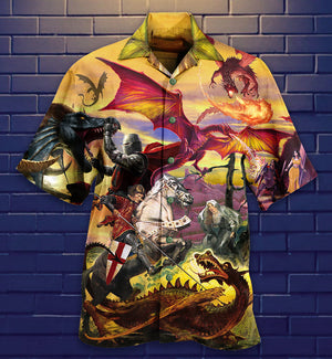 Dragon Fighting The Knights - Hawaiian Shirt