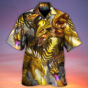 Dragon Gold Skull Lover Fight Art Style - Hawaiian Shirt