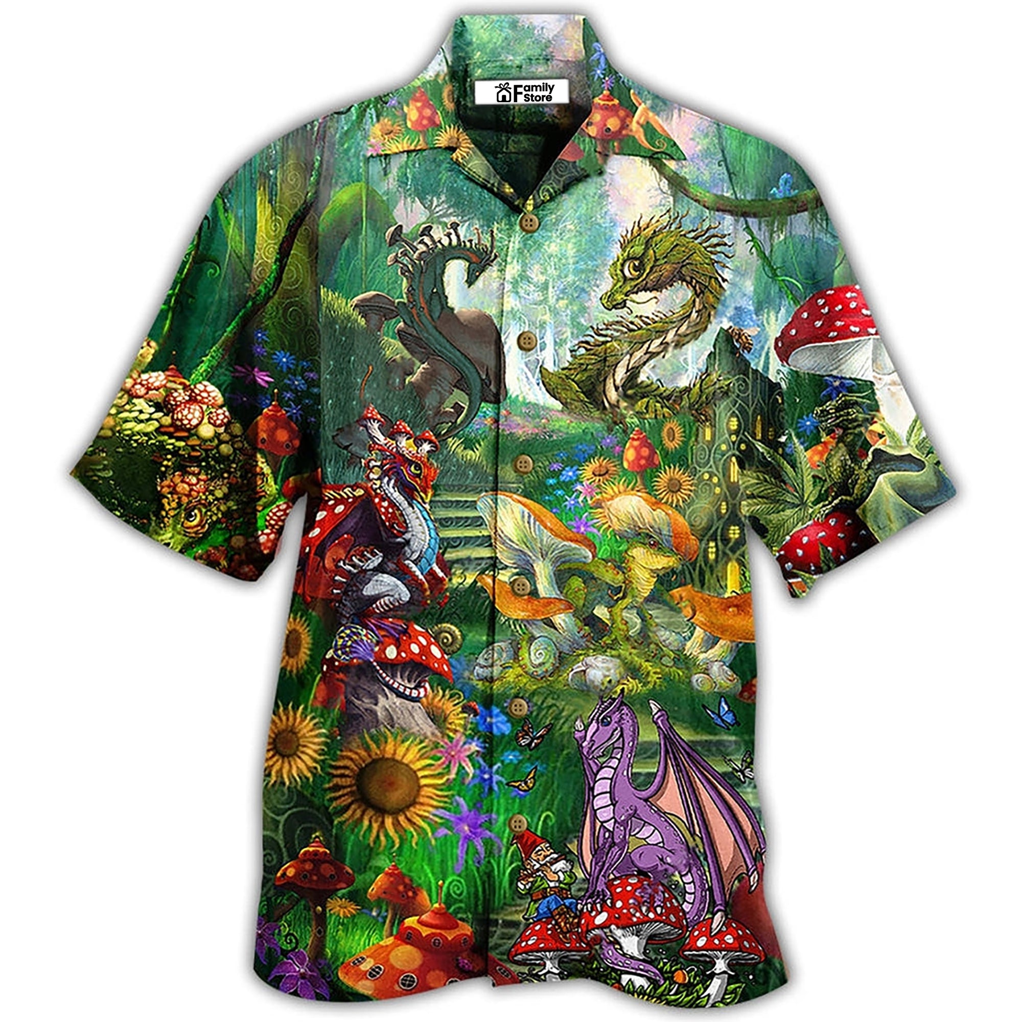 Dragon Mushroom Love Forest - Hawaiian Shirt