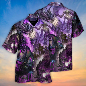 Dragon Purple Skull Monster Lightning Fight Art Style - Hawaiian Shirt