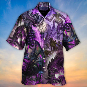 Dragon Purple Skull Monster Lightning Fight Art Style - Hawaiian Shirt