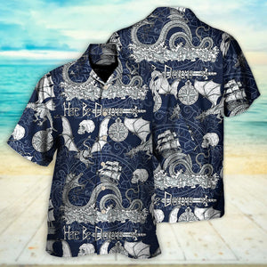 Dragon With Skull Old Ship Sea Life - Hawaiian Shirt