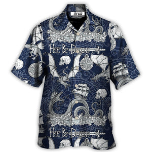 Dragon With Skull Old Ship Sea Life - Hawaiian Shirt