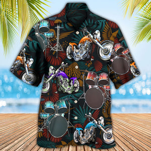 Drum I Like Drums And Motorcycles - Hawaiian Shirt