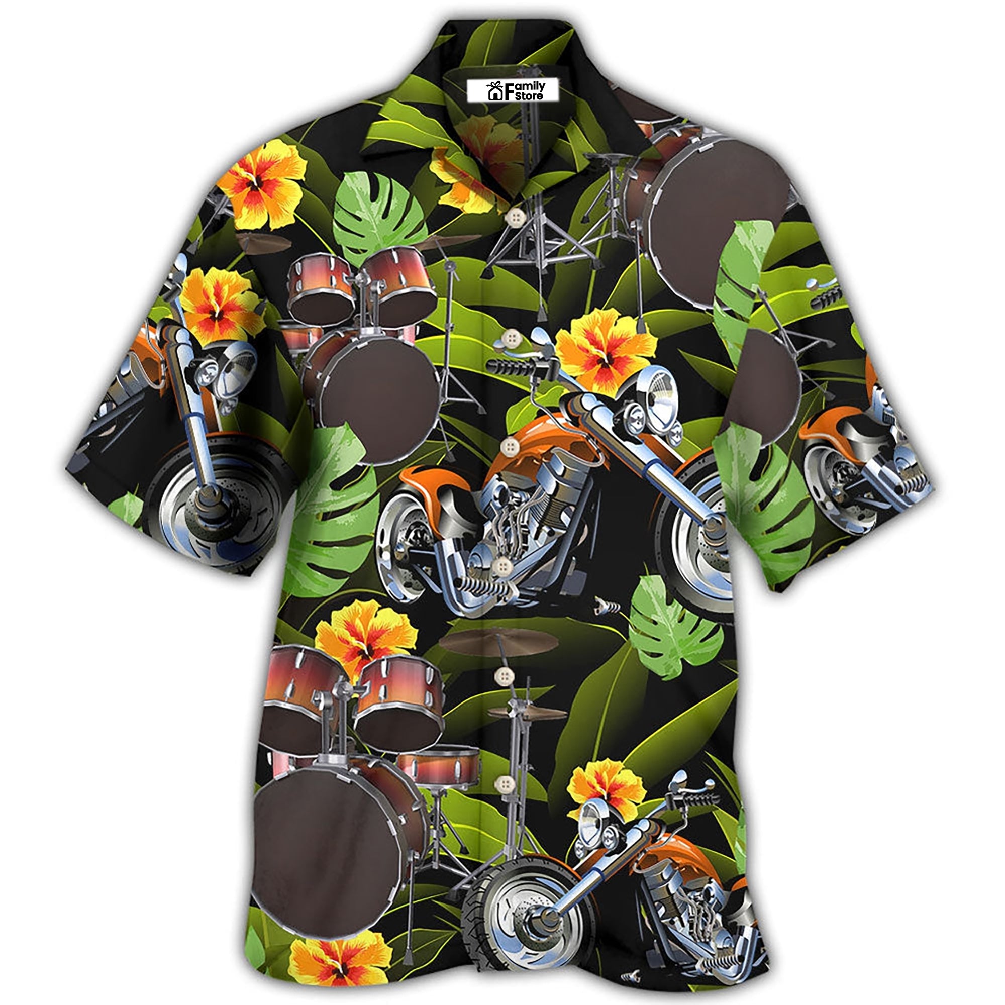Drum Motorcycles I Like Motorcycles And Drums - Hawaiian Shirt