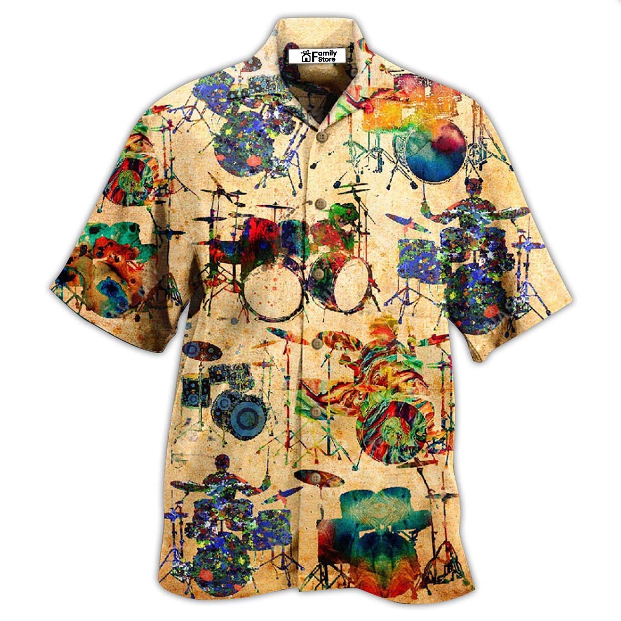 Drum Music Colorful Vintage - Hawaiian Shirt