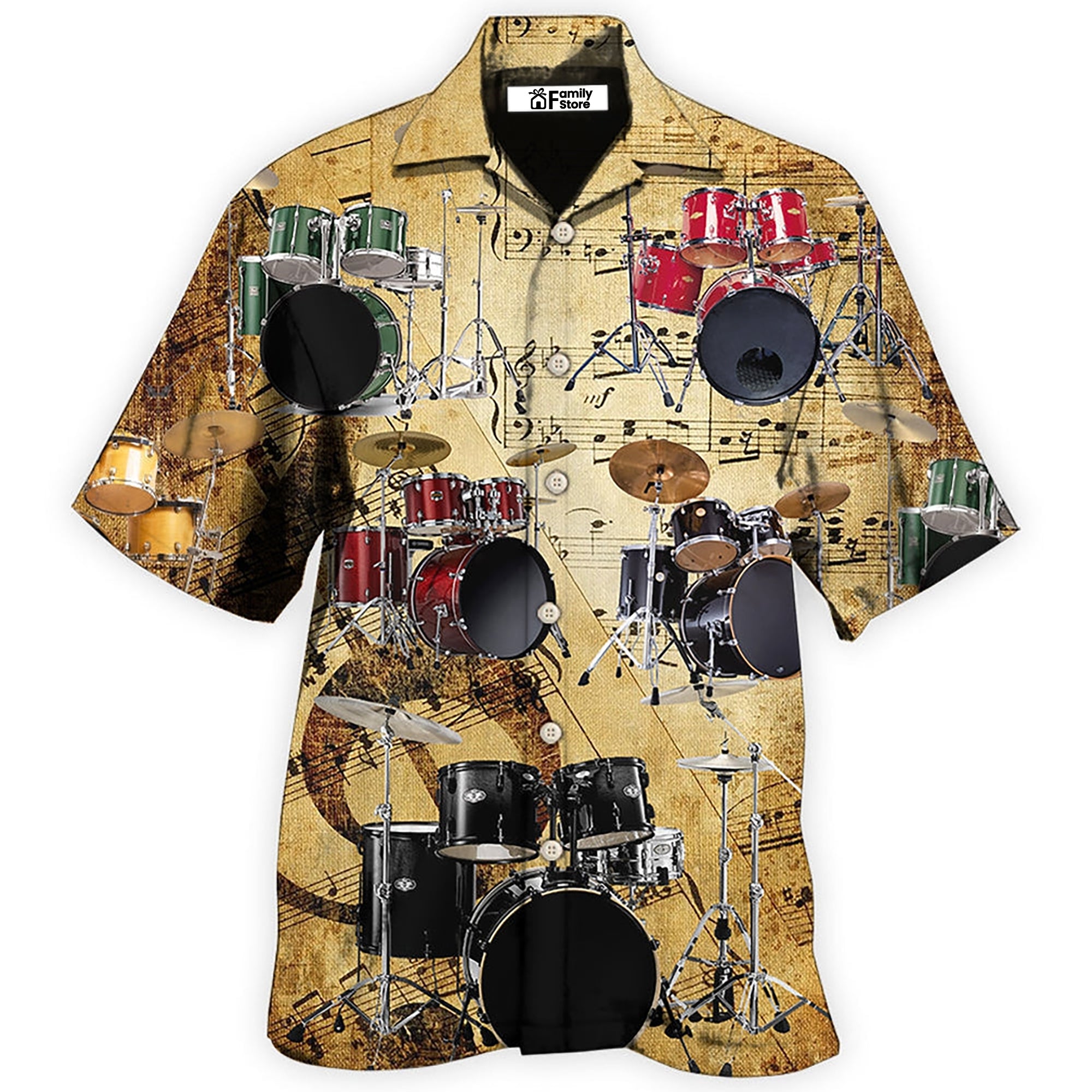 Drum Music Note Vintage Style - Hawaiian Shirt