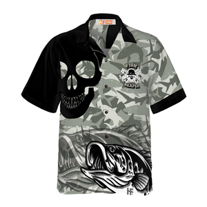 Eat Sleep Fishing Repeat Skull Camouflage Hawaiian Shirt