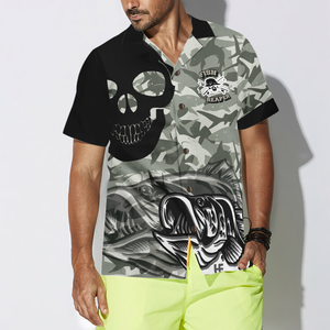 Eat Sleep Fishing Repeat Skull Camouflage Hawaiian Shirt