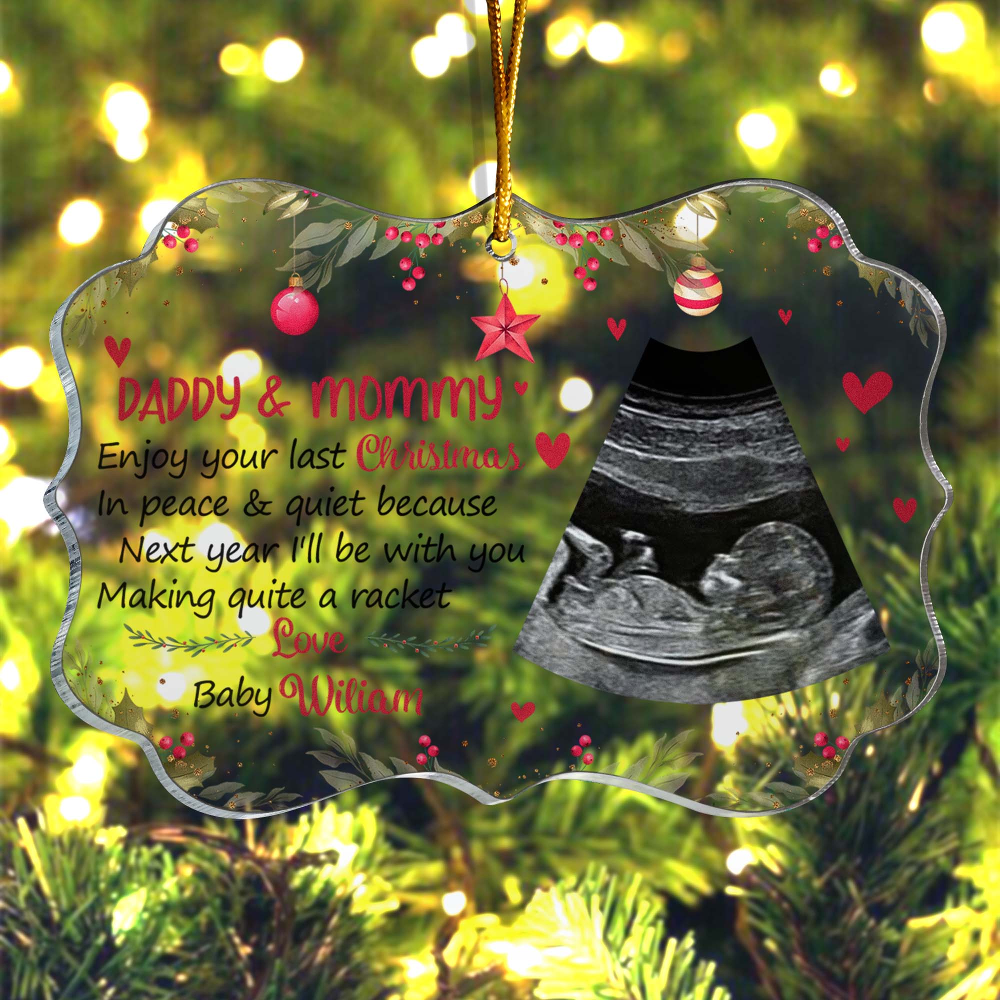 Enjoy Your Last Christmas In Peace _ Quiet  Personalized Acrylic Ornament Christmas Gift For Daddy To Bemommy to be mom Father Grandma Grandpa Family Members 3