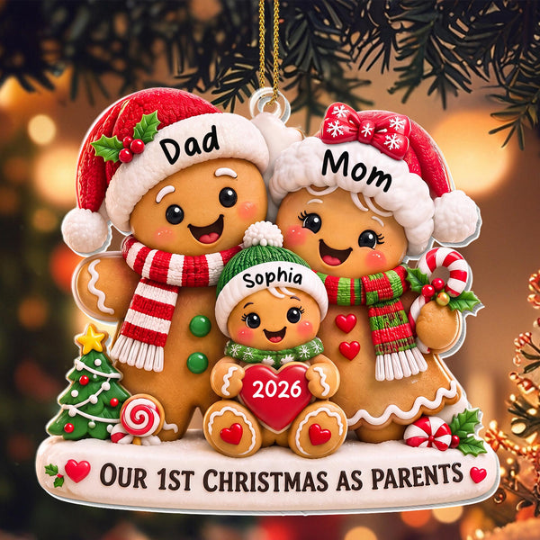 Our 1st Christmas As Parents Christmas Gift For New Parents - Personalized Acrylic Ornament MH01