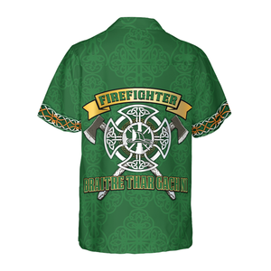 Green Cross Axes Irish Fire Dept Logo Firefighter Hawaiian Shirt