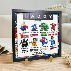 Superhero Dad - Gift For Dad  - Personalized 2 Layers Wooden Plaque