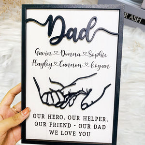 FamilyStore Our Hero, Our Helper, Our Friend - Gift For Dad  - Personalized 2 Layers Wooden Plaque
