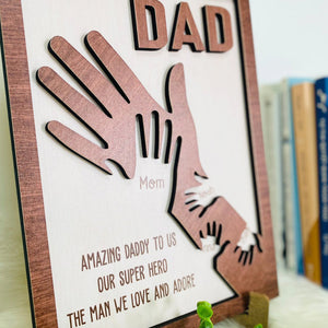 FamilyStore Strong Arms Fathers Day - Gift For Dad  - Personalized 2 Layers Wooden Plaque