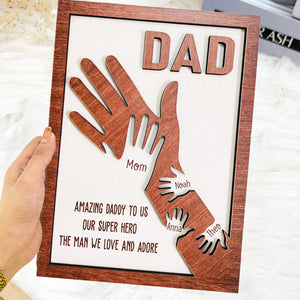 FamilyStore Strong Arms Fathers Day - Gift For Dad  - Personalized 2 Layers Wooden Plaque