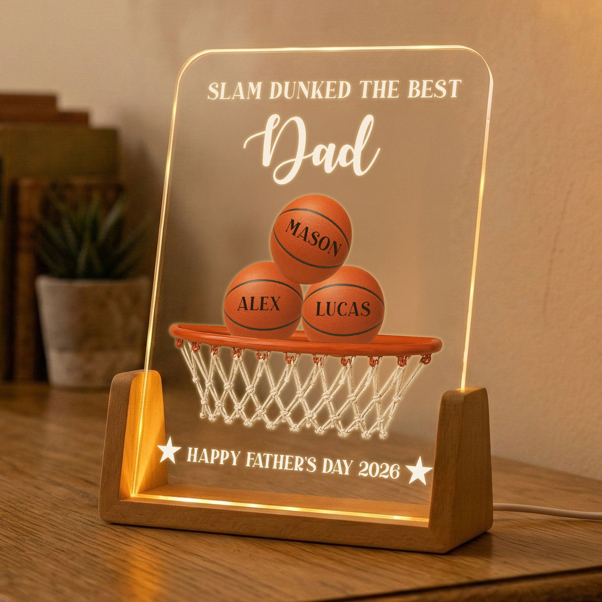 Slam Dunked The Best Basketball Dad - Personalized 3D Led Light - Gift For Dad, Soccer Lovers VD01
