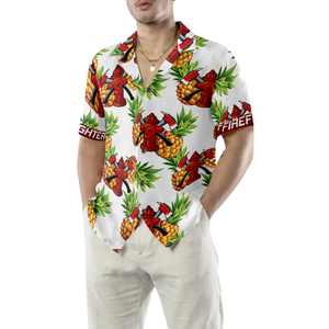 Personalized Firefighter Cross Axes Pineapple Seamless Hawaiian Shirt