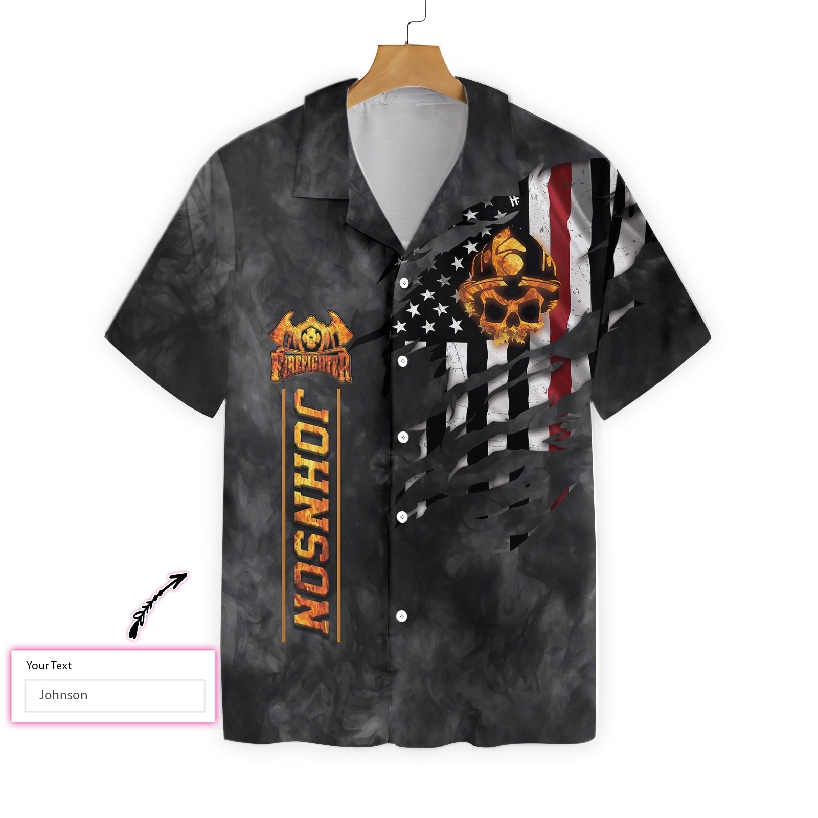 Personalized Black And Gold Firefighter Hawaiian Shirt