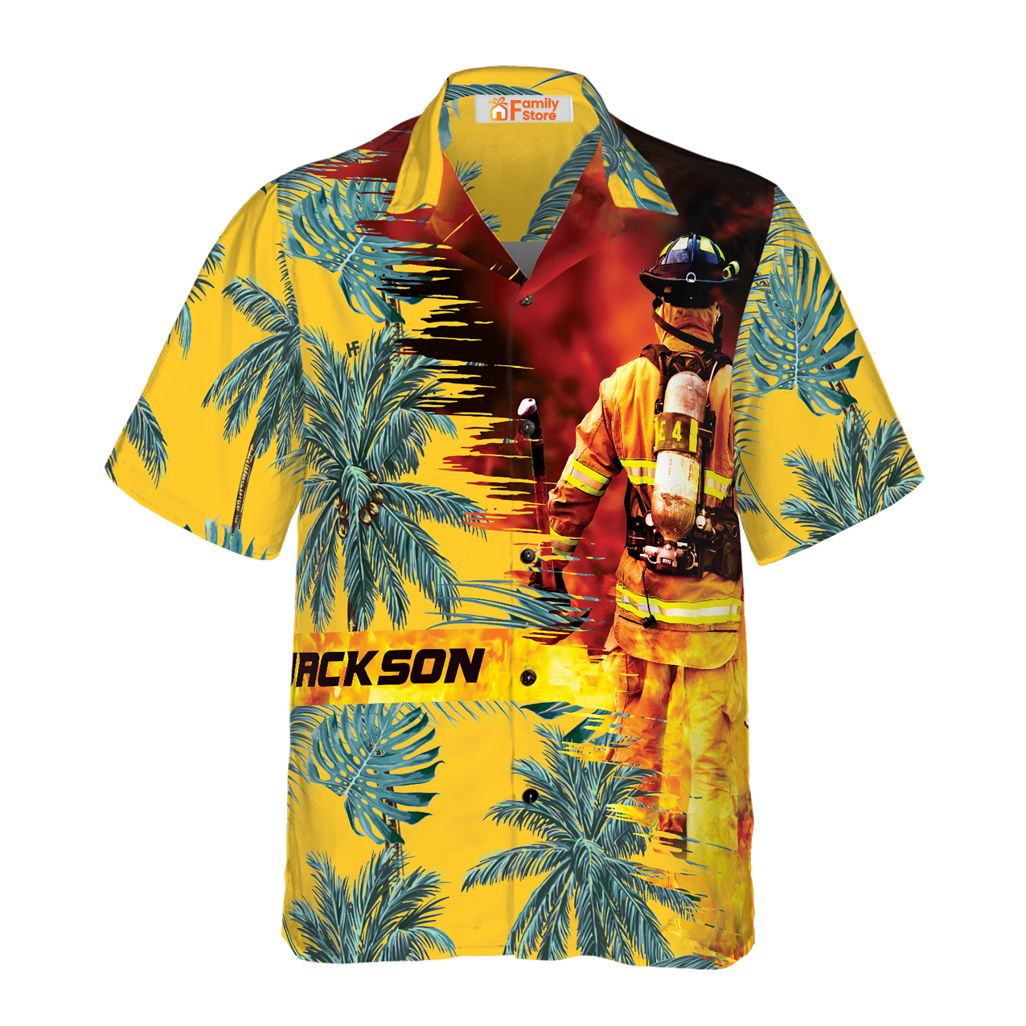 Personalized Tropical Palm Tree Firefighter Shirt For Men