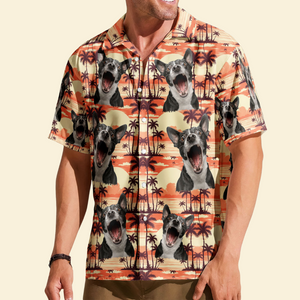 Custom Photo Orange Light Tropical Beach - Gift For Pet Lovers - Personalized Hawaiian Shirt