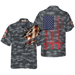 Fishing American Flag Hawaiian Shirt