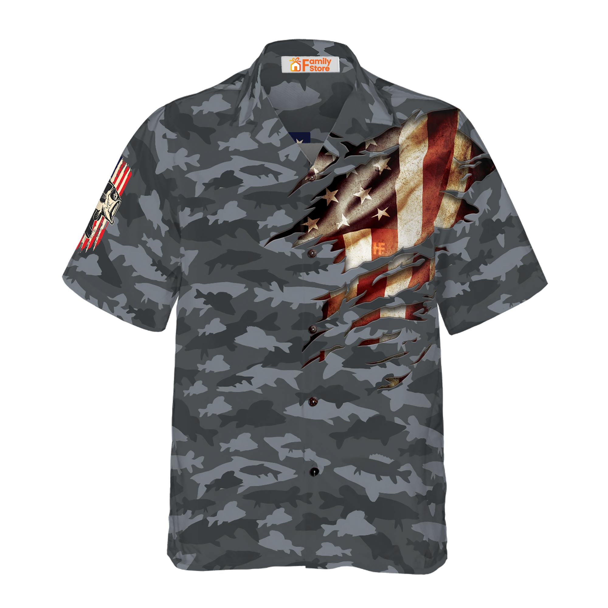 Fishing American Flag Hawaiian Shirt