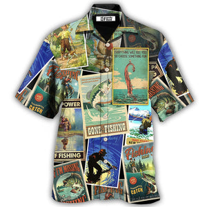 Fishing Retro Art Style - Hawaiian Shirt