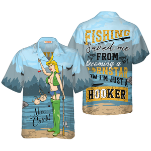 Fishing Saved Me Fishing Hawaiian Shirt, Funny Fishing Shirt For Women