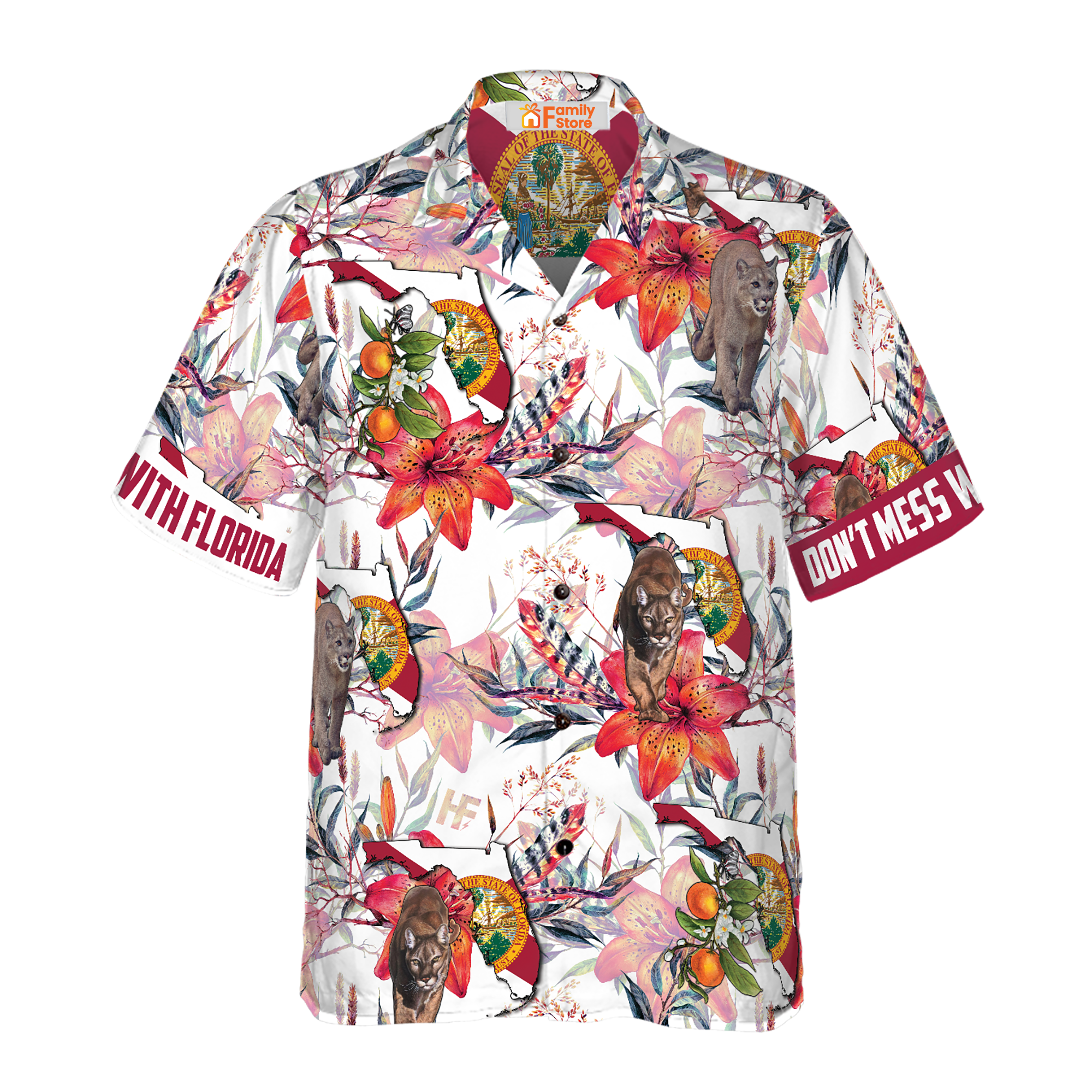 Florida Panther And Orange Blossom Hawaiian Shirt