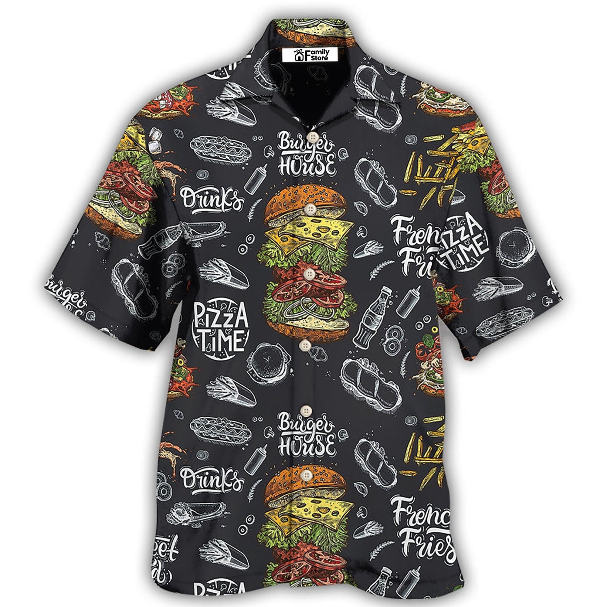 Food Burger House Pizza Time Hawaiian Shirt