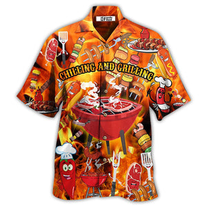 Food Hot Chilling and Grilling BBQ Party Hawaiian Shirt