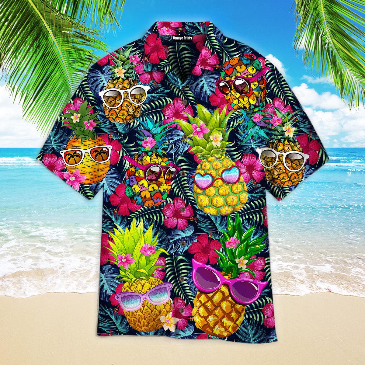 Fruit Pineapple Love Summer Tropical Aloha Hawaiian Shirts For Men, Women