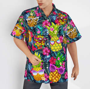 Fruit Pineapple Love Summer Tropical Aloha Hawaiian Shirts For Men, Women