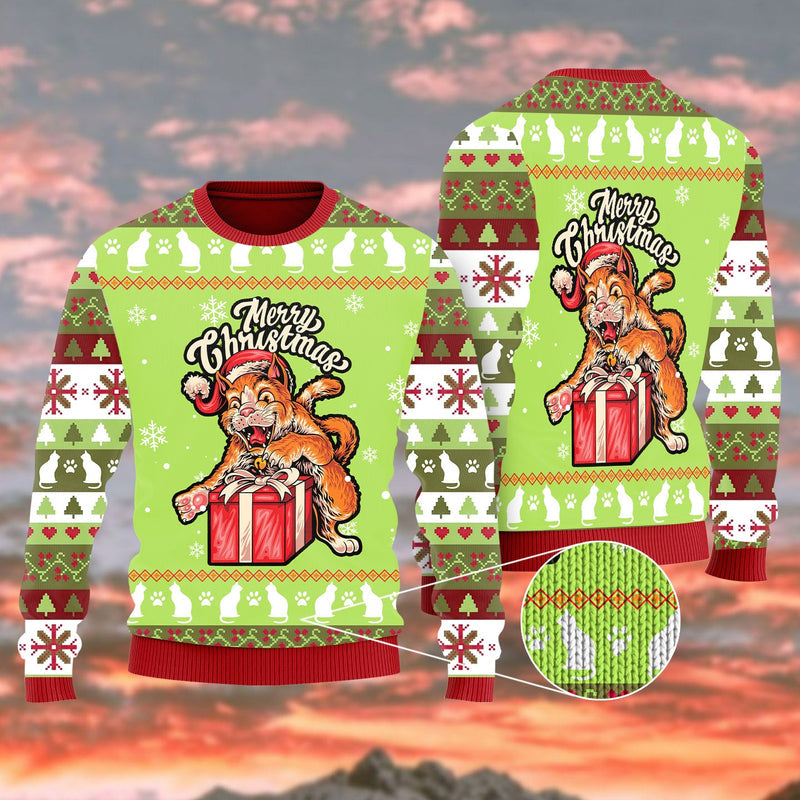 Funny Cat Merry Christmas Ugly Christmas Sweater For Men & Women