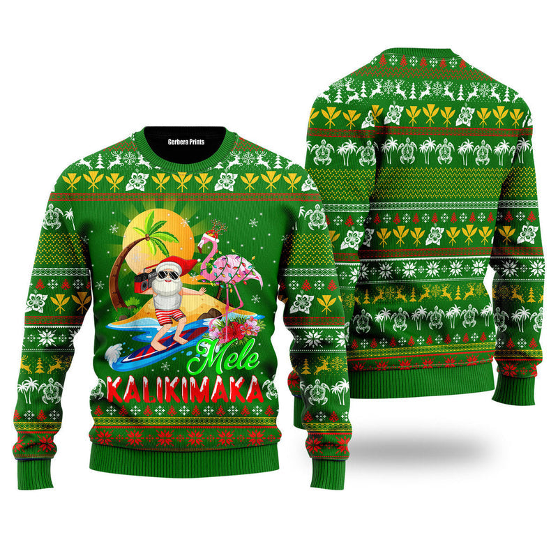 Funny Hawaii Santa Mele Kalikimaka Ugly Christmas Sweater For Men & Women