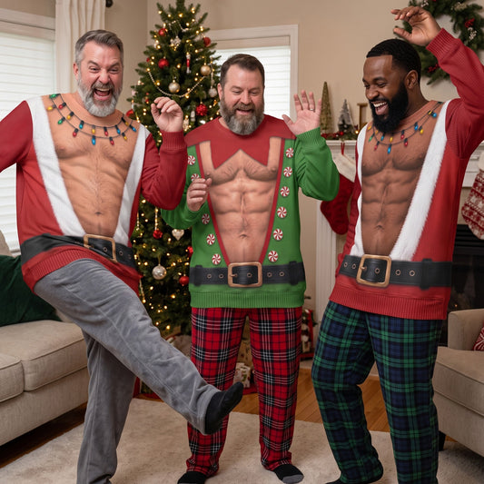 Funny_Santa_Elf_With_Big_Hairy_Belly_Ugly_Sweater_Party_Family_Coworkers_Personalized_Sweater_1