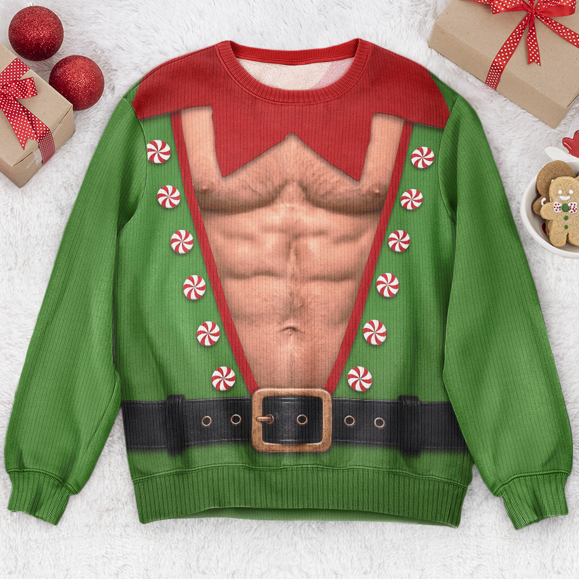 Funny_Santa_Elf_With_Big_Hairy_Belly_Ugly_Sweater_Party_Family_Coworkers_Personalized_Sweater_5