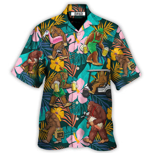 Golf Funny Bigfoot Playing Golf Golf and Beer Tropical Lover - Hawaiian Shirt