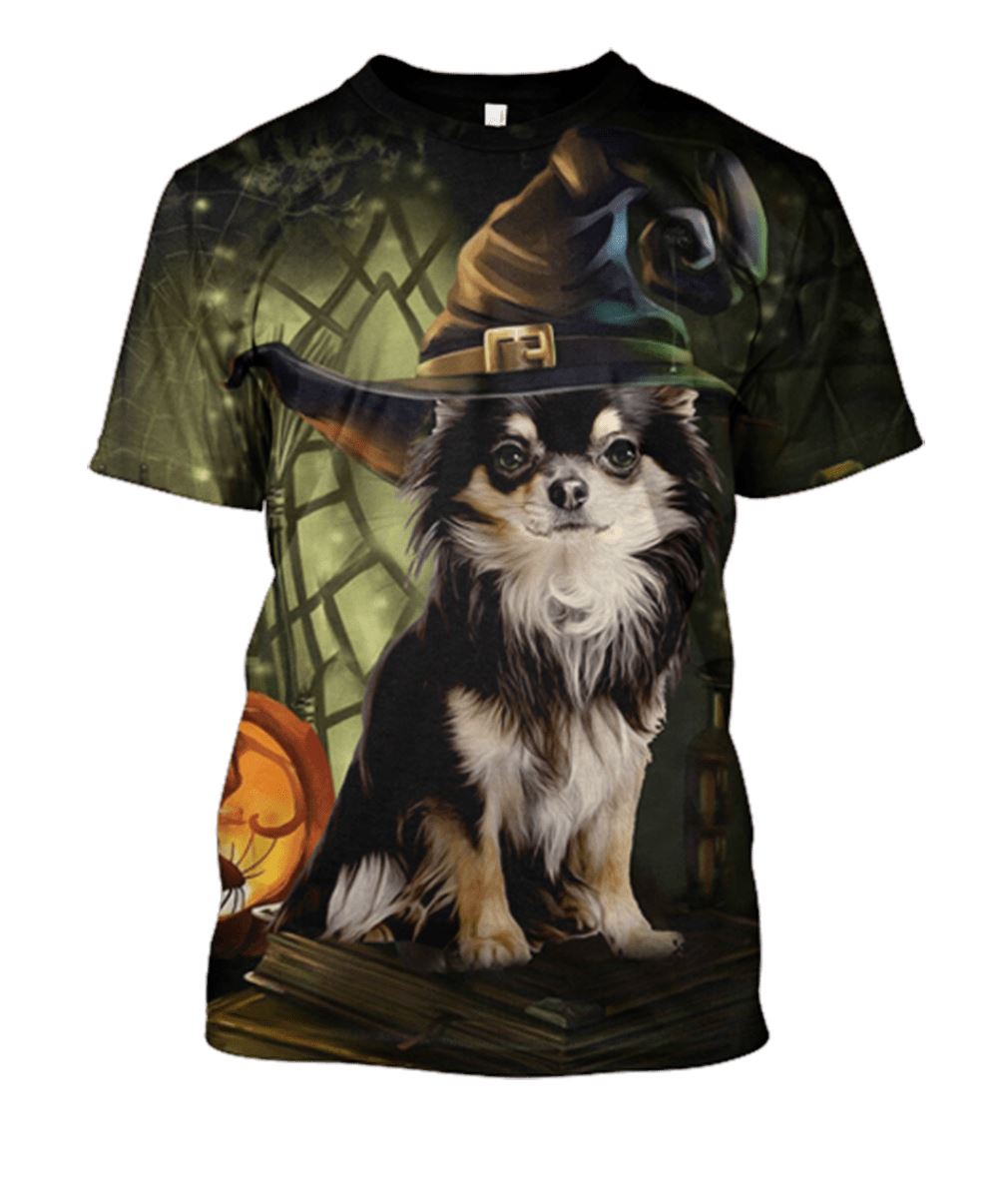 Costume 3D Dog Halloween Witch Hat T-Shirt