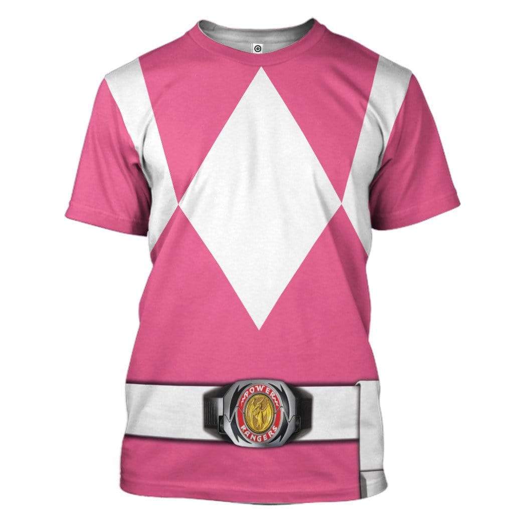 Cosplay Pink Mighty Morphin Power Ranger T-Shirts For Men PRHS31